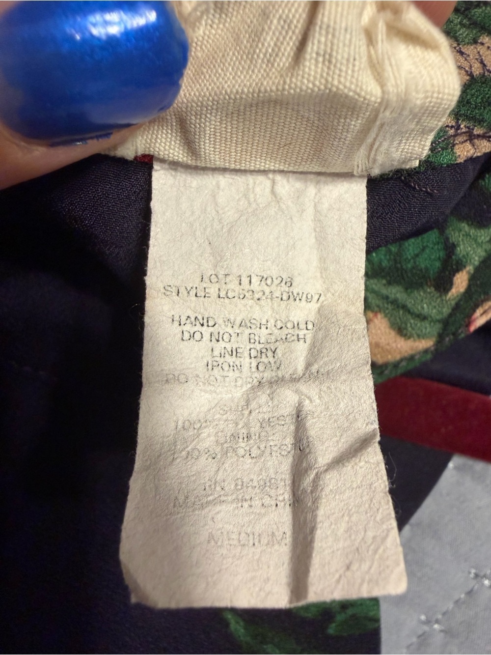 Floral A-Line Dress in Navy and Beige - Picture 7 of 7